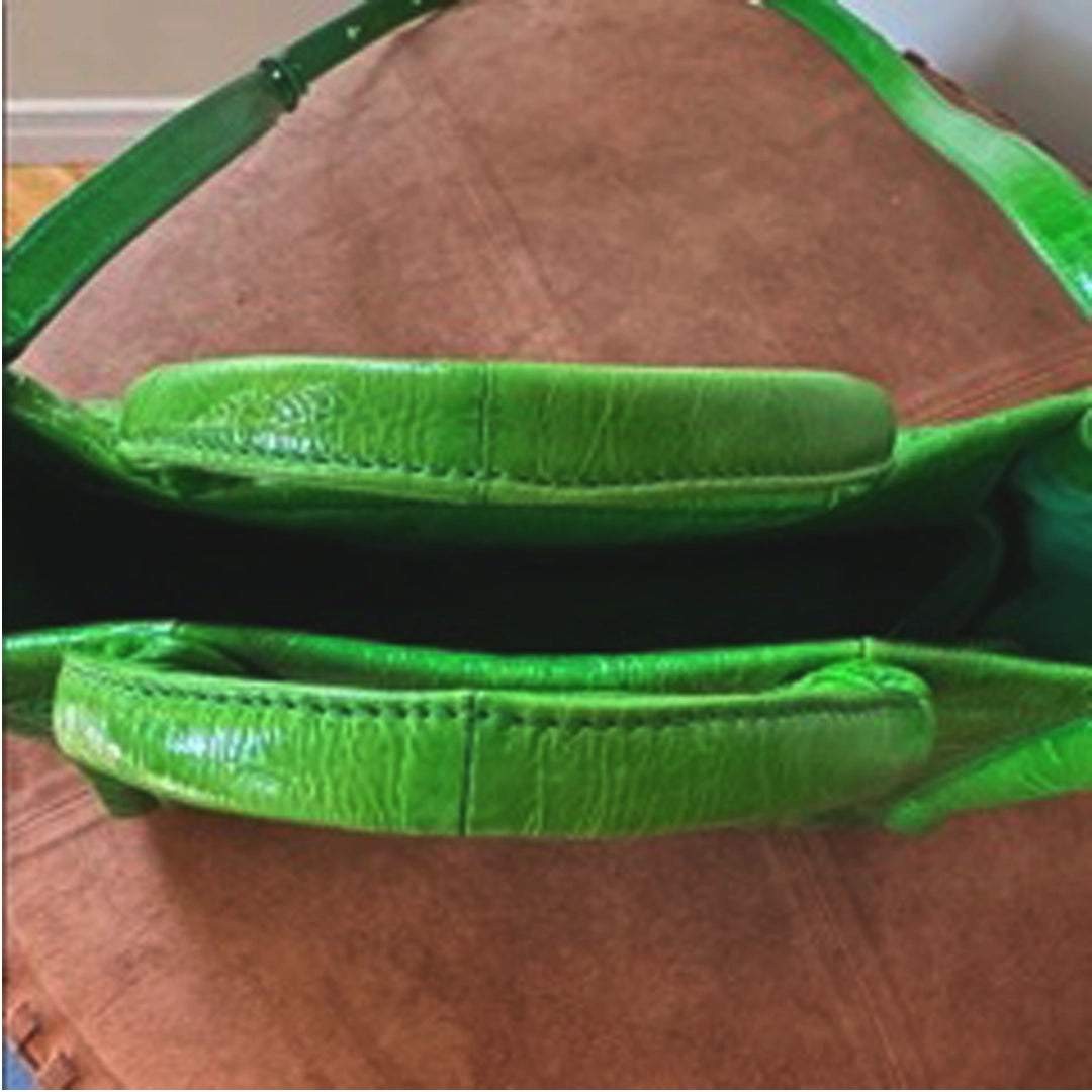 Marc Jacobs Vibrant Green Crinkle Leather Medium Tote